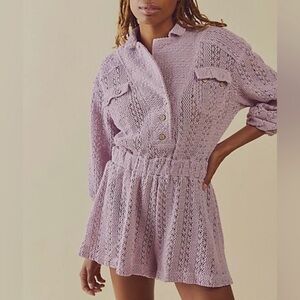 Free People Ryan Lavender Knit Romper Size XS
